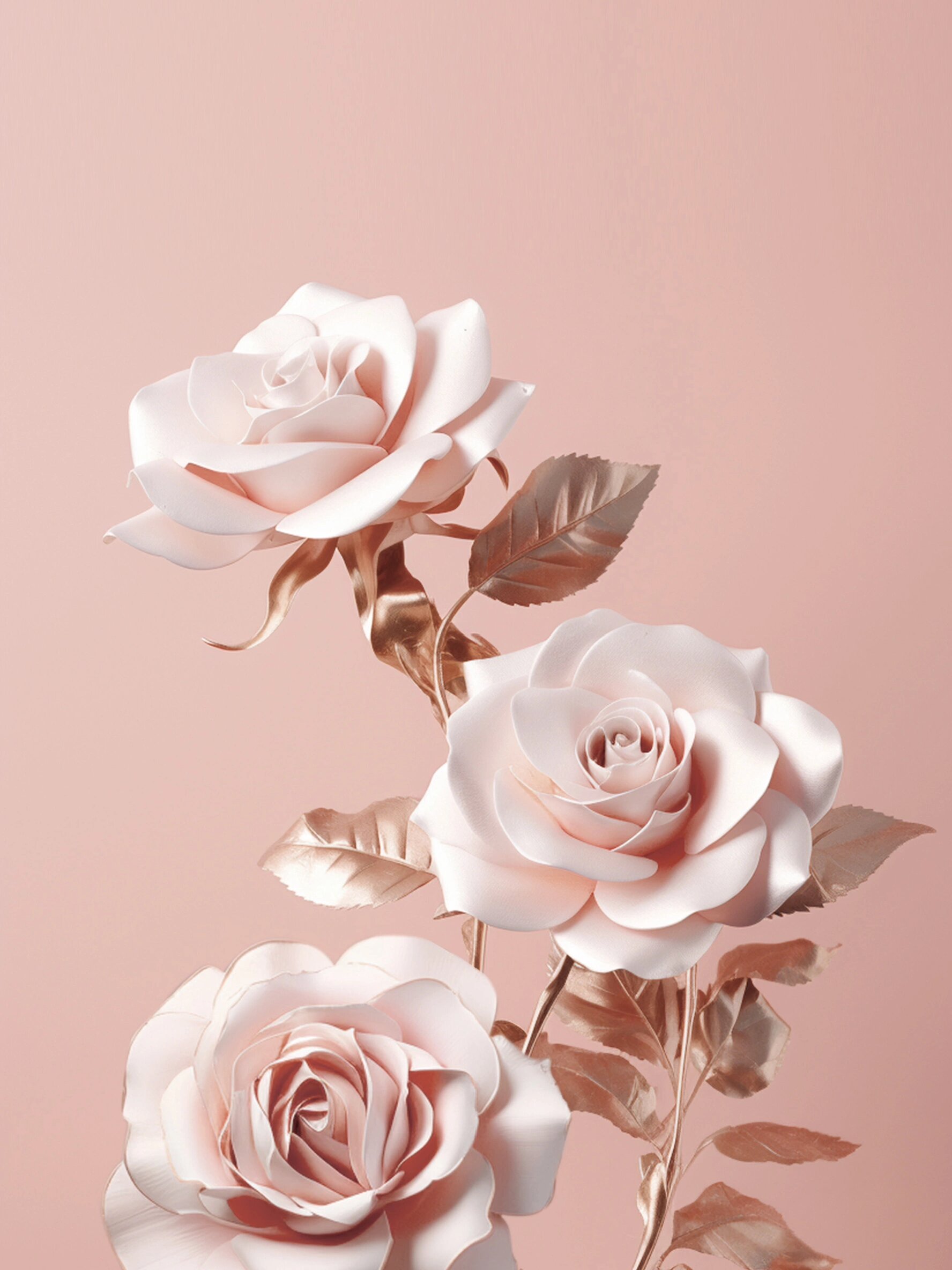 龙年壁纸原创|玫瑰金色带玫瑰花,太高级的