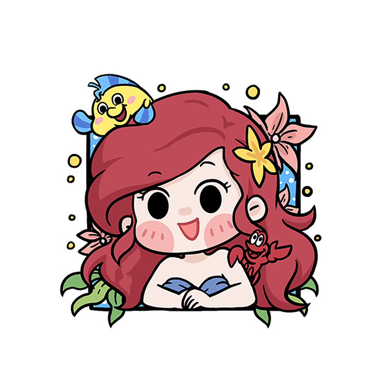 96萌小g爱涂鸦 迪士尼公主系列 q版卡通头 无水印头像,9215商用