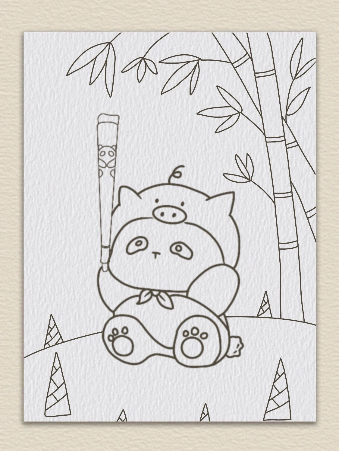 儿童画～大运会熊猫 附步骤 上色工具:马克笔 适合5-8岁小朋友 喜欢的