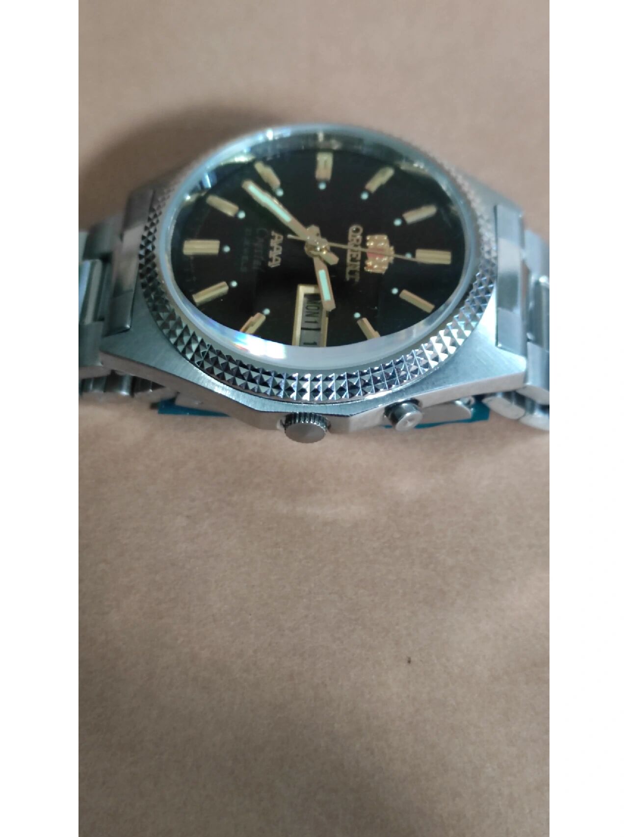 中古3a双狮表 老人90年代左右留下,少见黑面外牙精钢圈3a,原汁原味原