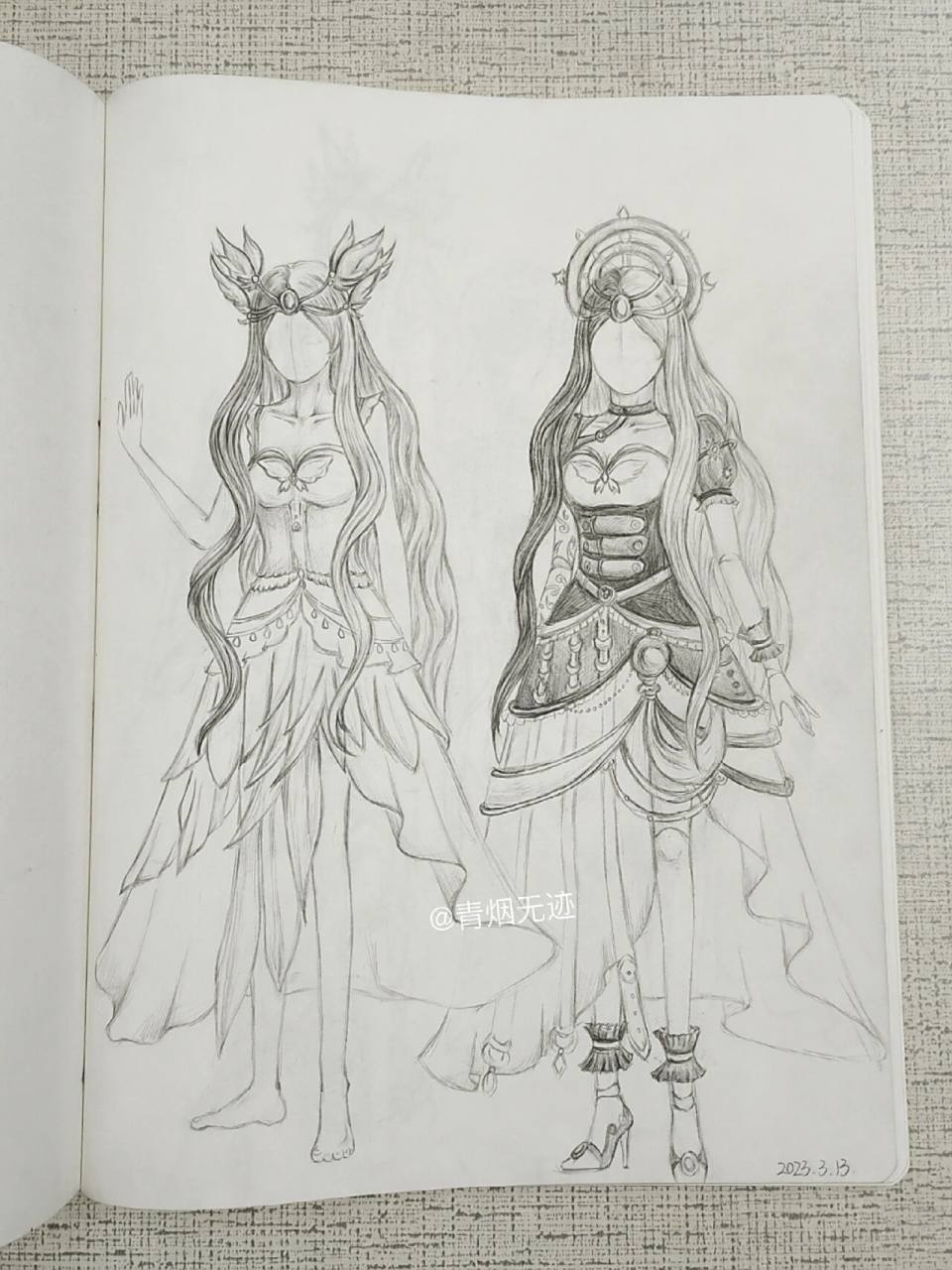 白光莹手绘    我能画出你的样子,却画不出你的五官 光莹新素白的头饰