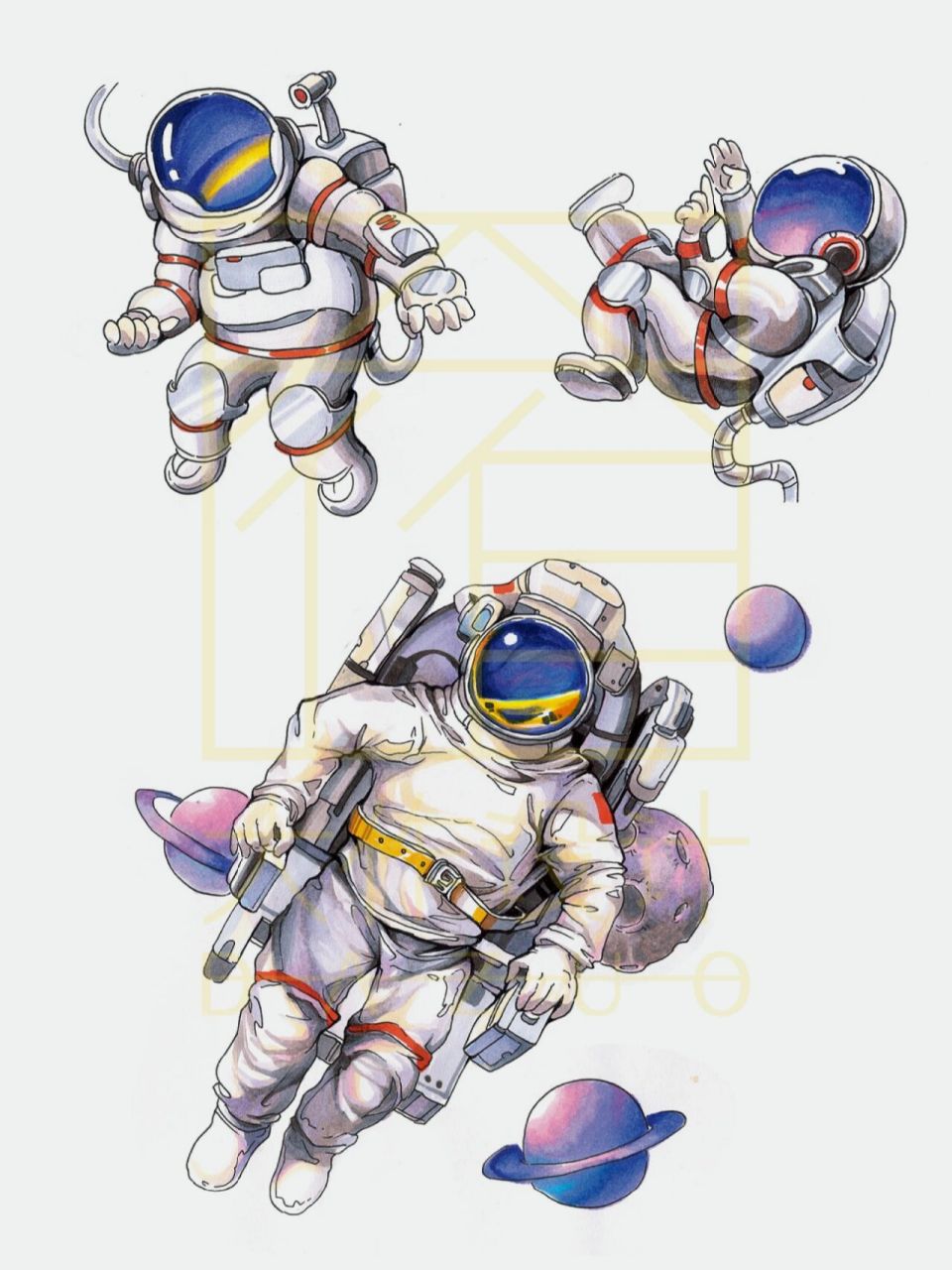 宇航员正面手绘图片