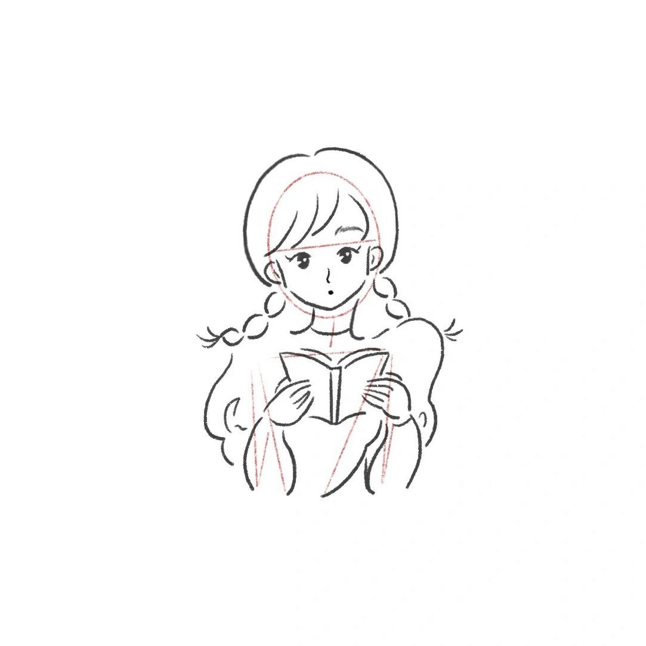 78极简手绘08 | 读书女孩 摸个小头像 临摹ins:3kakulemon(有改动)