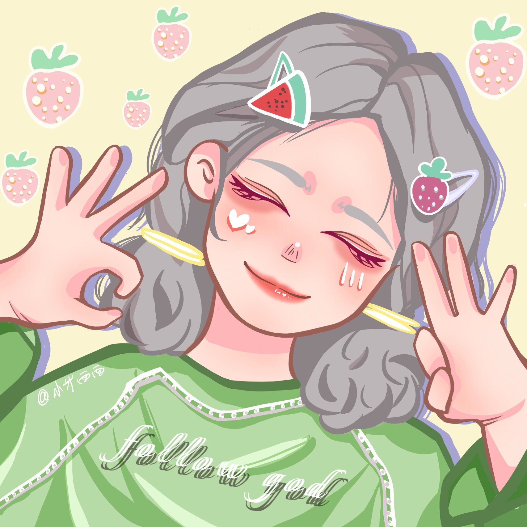 眯眼笑的可爱女孩(附过程)