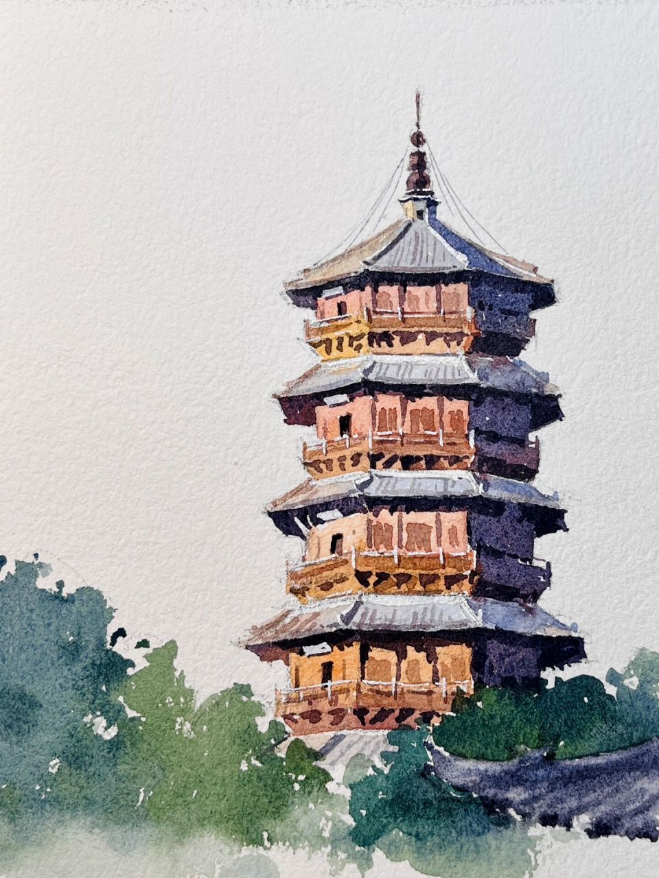 水彩插画-风景速写小稿