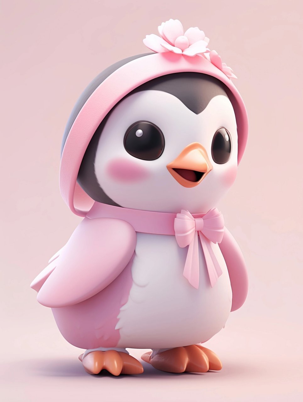 可爱的卡通粉企鹅