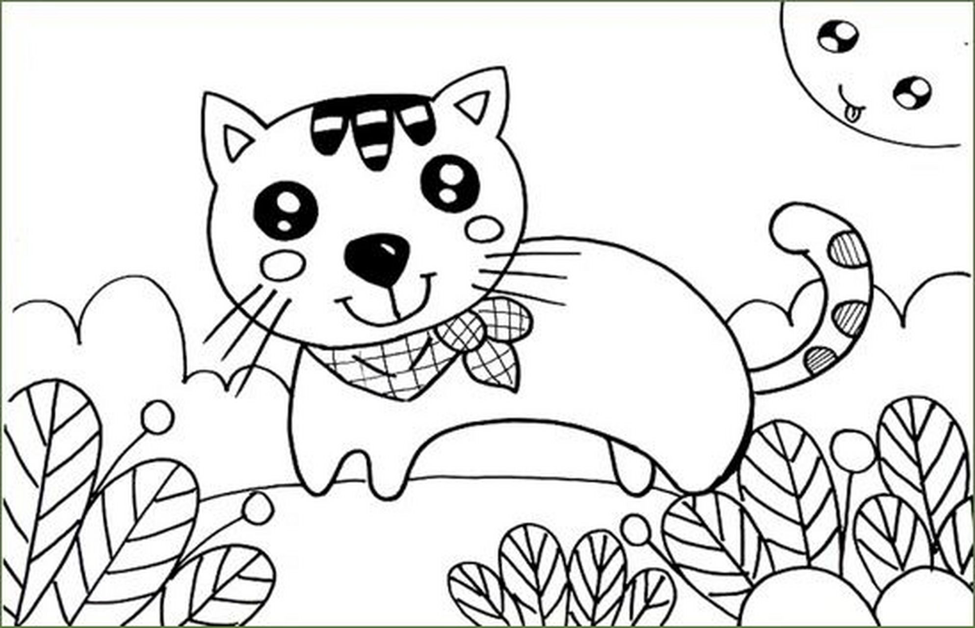 儿童水彩画/草地上的小猫咪/少儿创意美术 画种:儿童水彩画 年龄:5-12