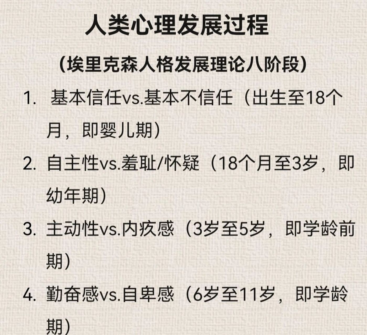埃里克森人格发展理论 人类心理发展过程#心理学