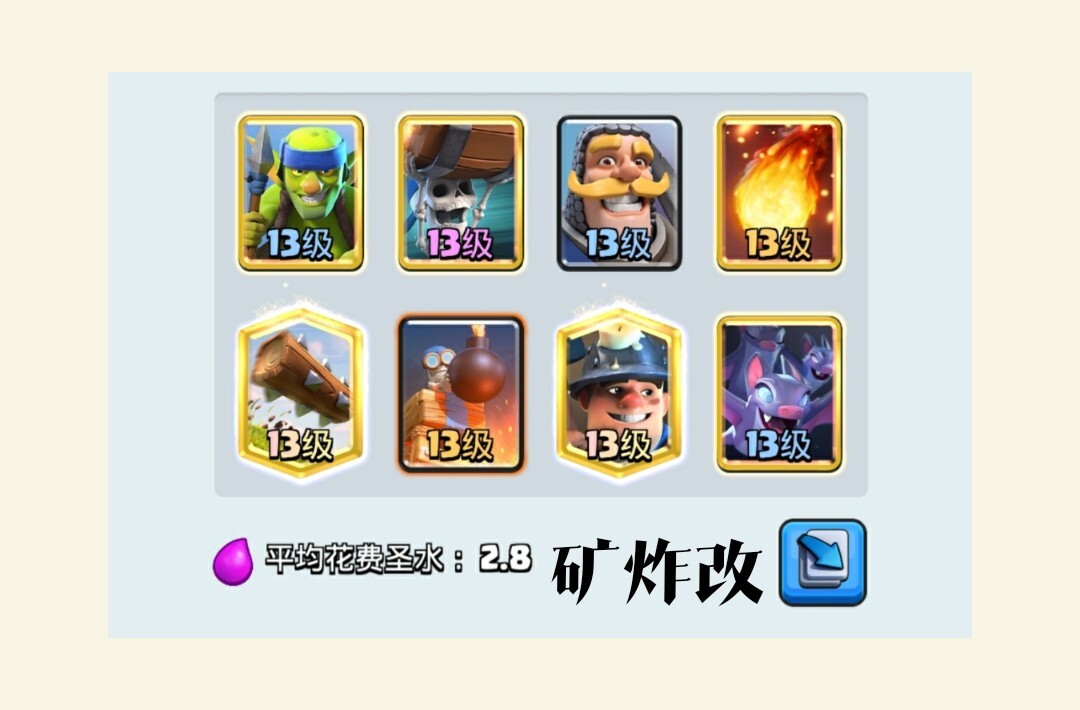 皇室战争最强卡组:2021 矿炸改 哥布林投矛手,攻城炸弹人,骑士,火球