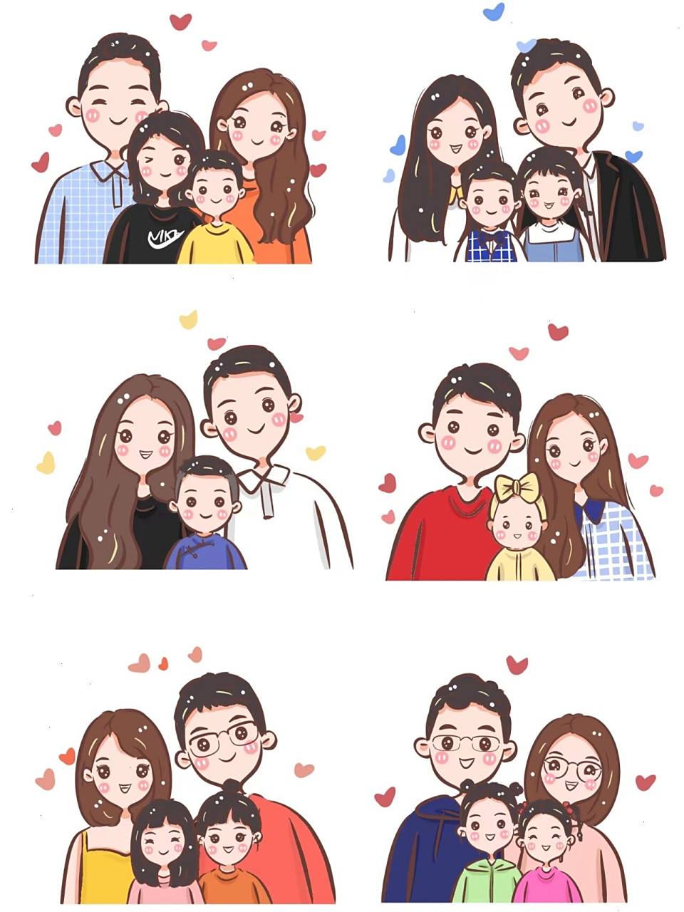 全家福可爱头像卡通手绘头像,幸福的一家人 简笔画可爱头像,即可爱又