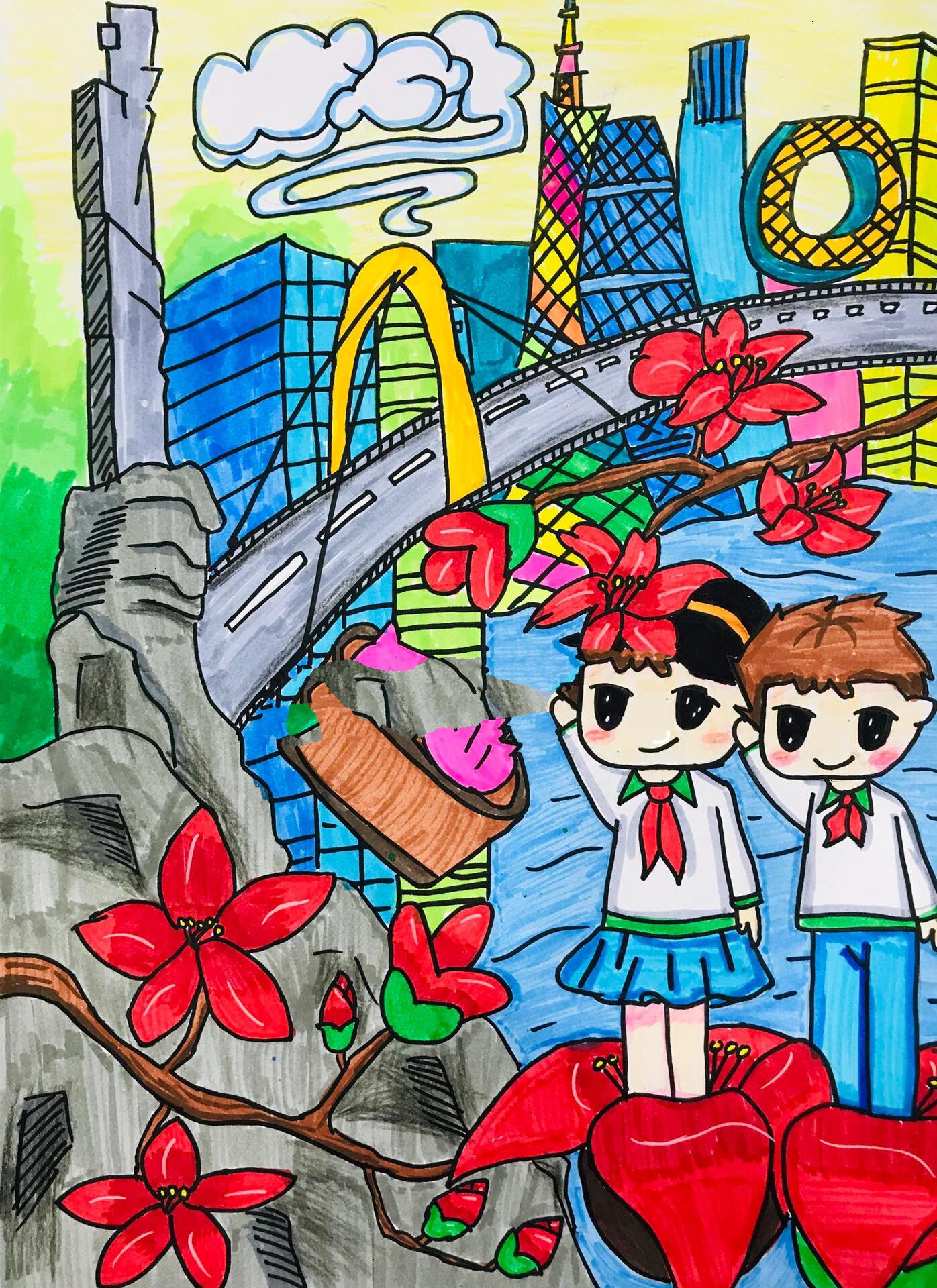 【绘画】学生作品画羊城绘画广州特色广州城市