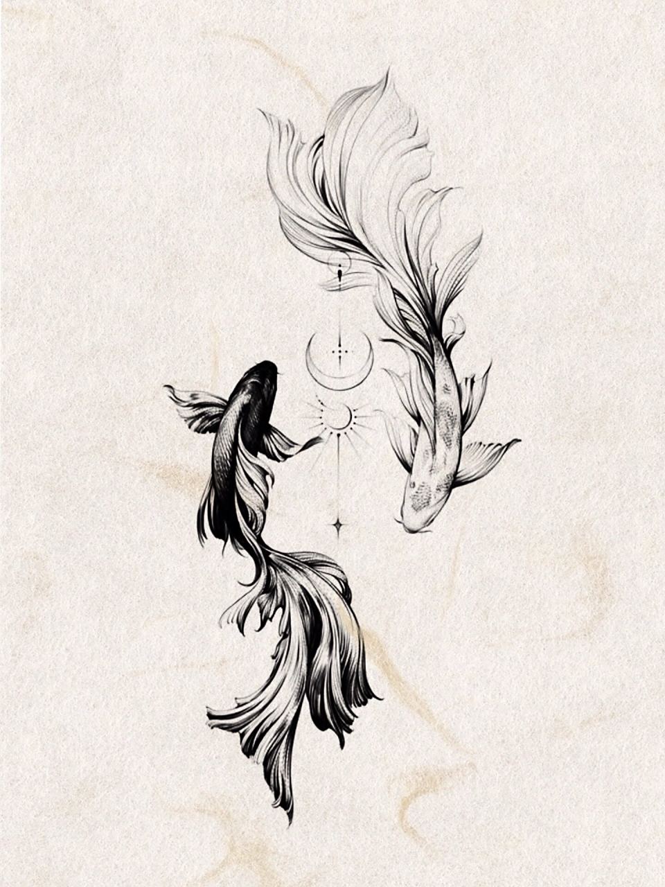 tattoo|纹身手稿|锦鲤61纹身 锦鲤是一种高品质,高品味的观赏鱼