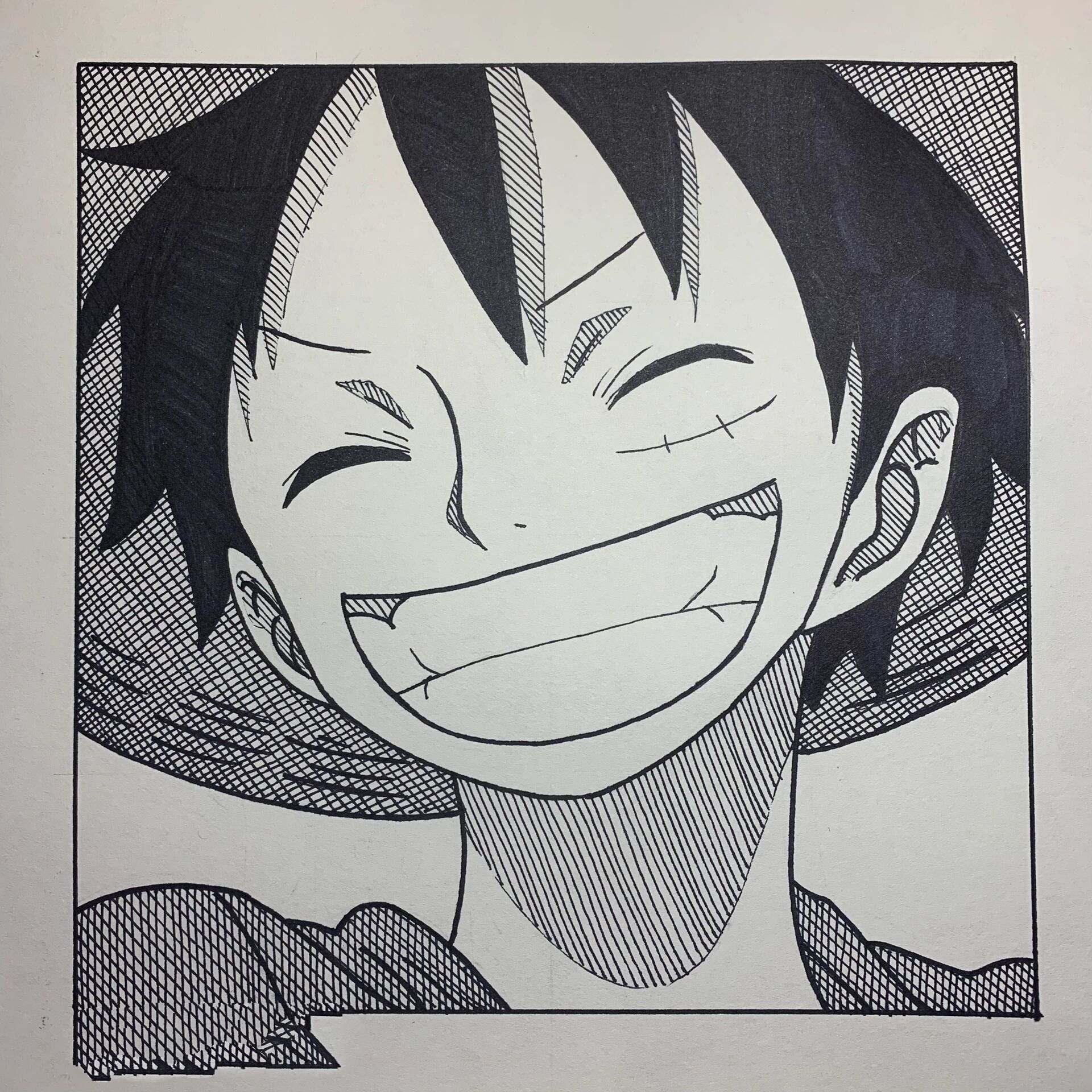 路飞头像手绘过程