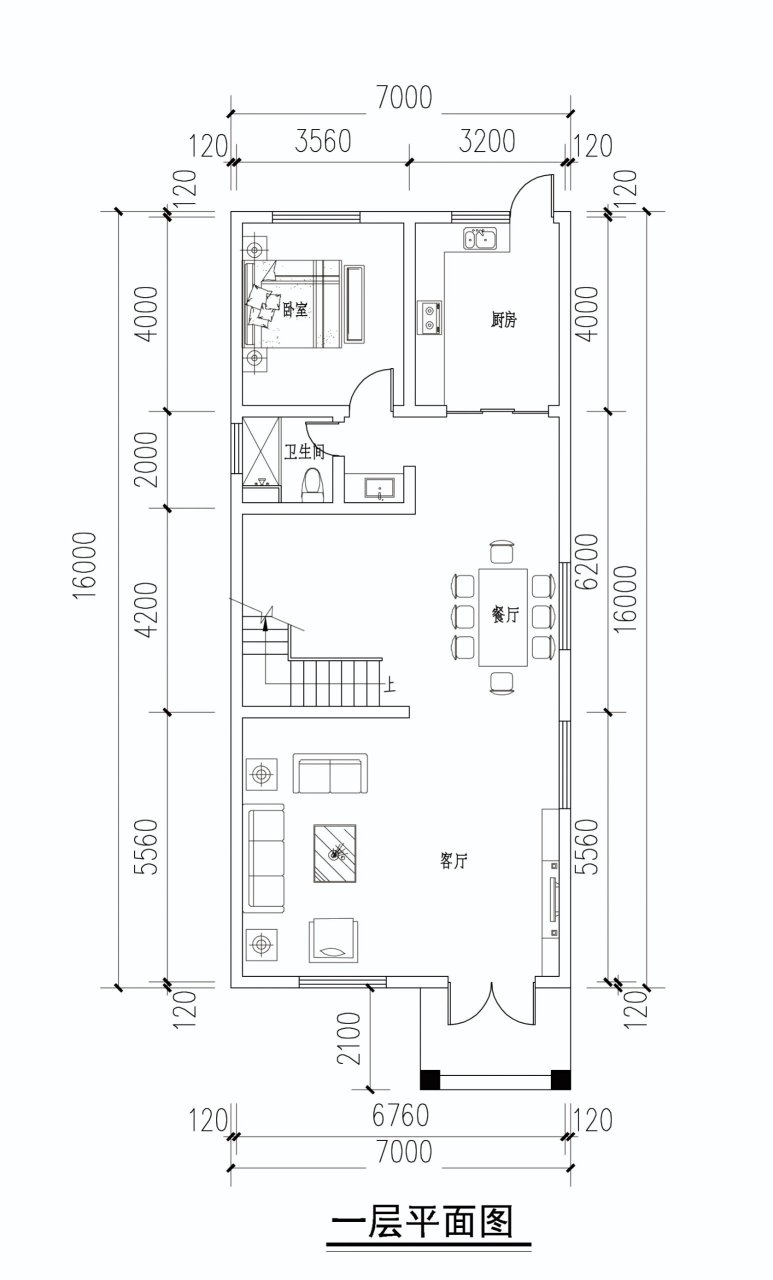 农村自建房户型图设计,面宽7米进深16米 说说你们农村自建房的十年