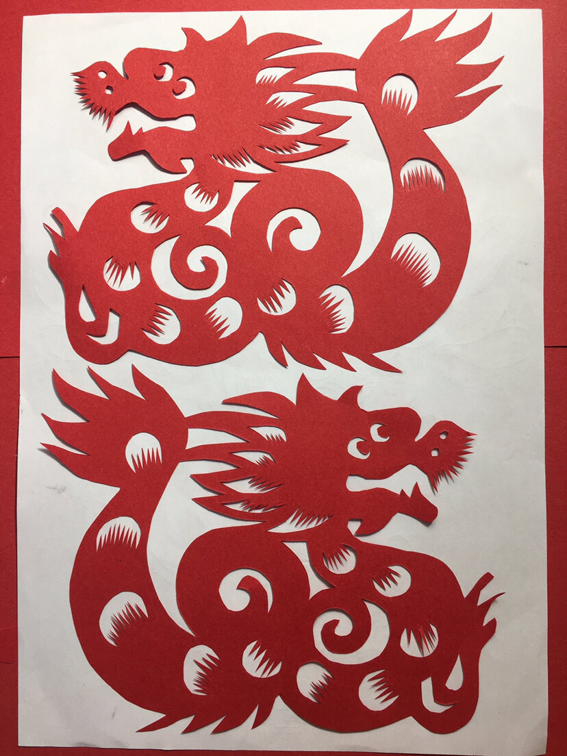 十二生肖剪纸龙,简单易学龙年剪中国龙