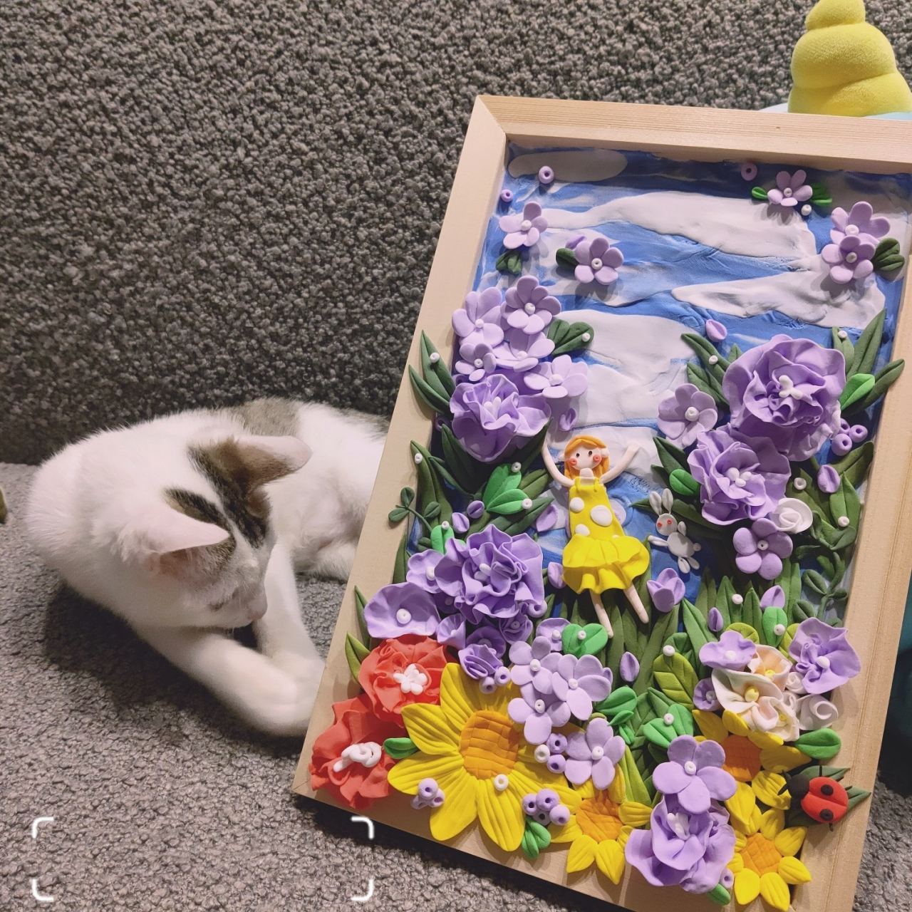 超轻黏土画 | 后附制作步骤图 材料:超轻黏土 黏土画框尺寸:20×30 cm