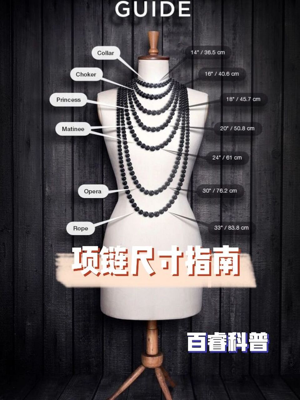 百睿科普|项链尺寸指南02 今天给大家带来一期日常珠宝穿搭的科普