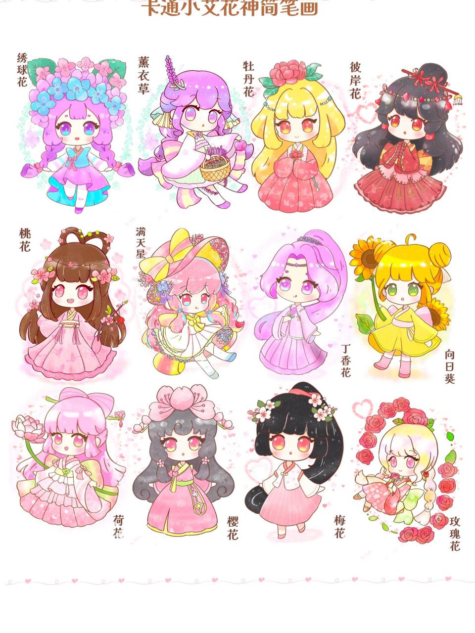 可爱简笔画# #公主简笔画# #十二星座公主# #花朵公主# #可可爱爱
