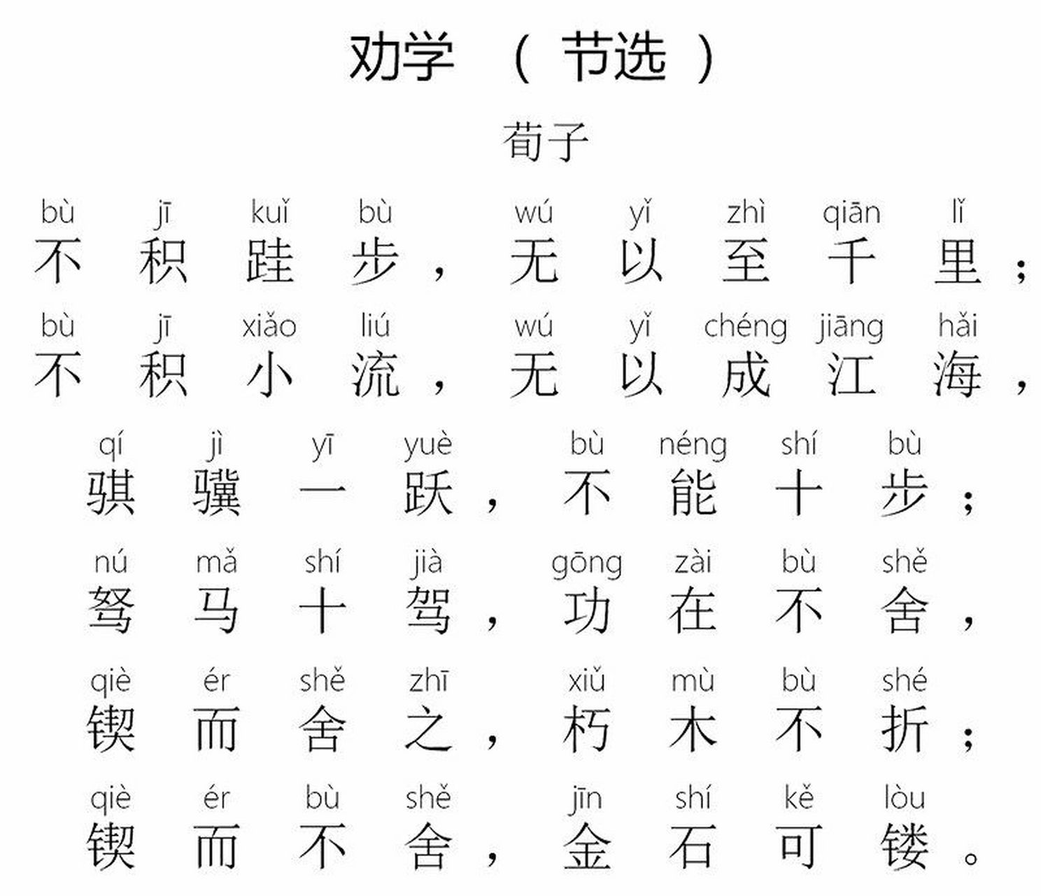 《劝学(节选)》荀子 诗词讲解: 不积累一步半步的行程,就没有办法达到