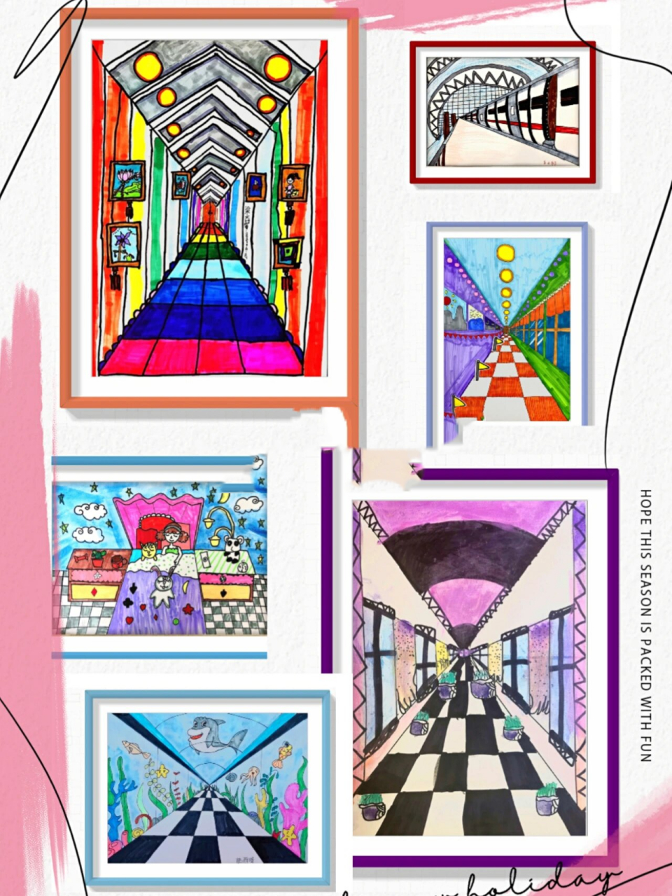 室内一点透视初学入门合集 儿童画 7-10岁小朋友画,暑假坚持练习了一