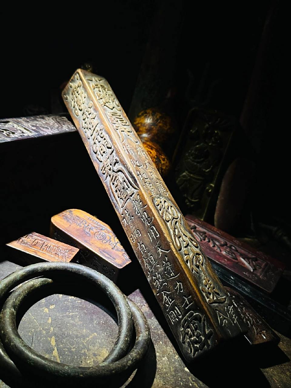 道教法器|我的收藏之一清代天蓬法尺 年份到清代的一方收藏级天蓬尺