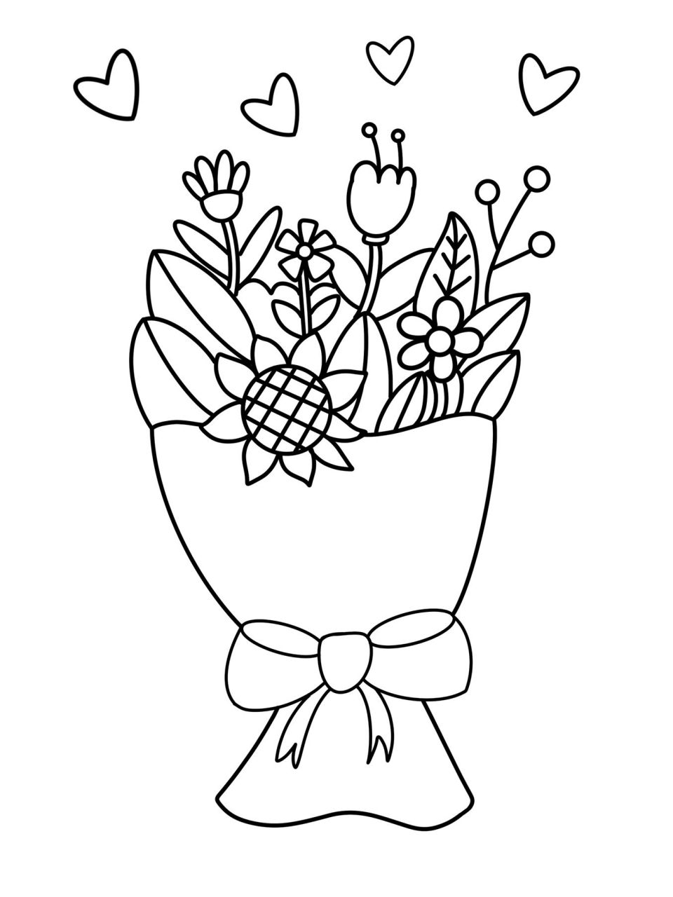 母亲节快乐 母亲节主题 教师节 创意画 儿童画 简笔画 带线稿 鲜花