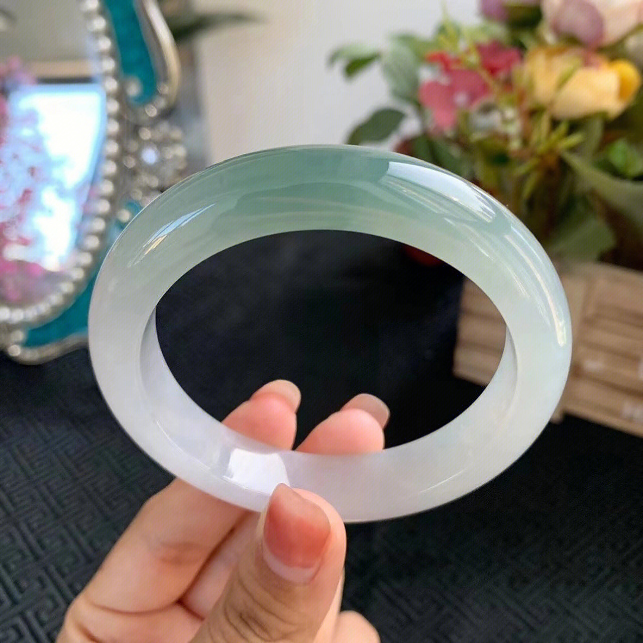 半山水翡翠手镯!超级好看!怎么搭配都极品 大捡漏!