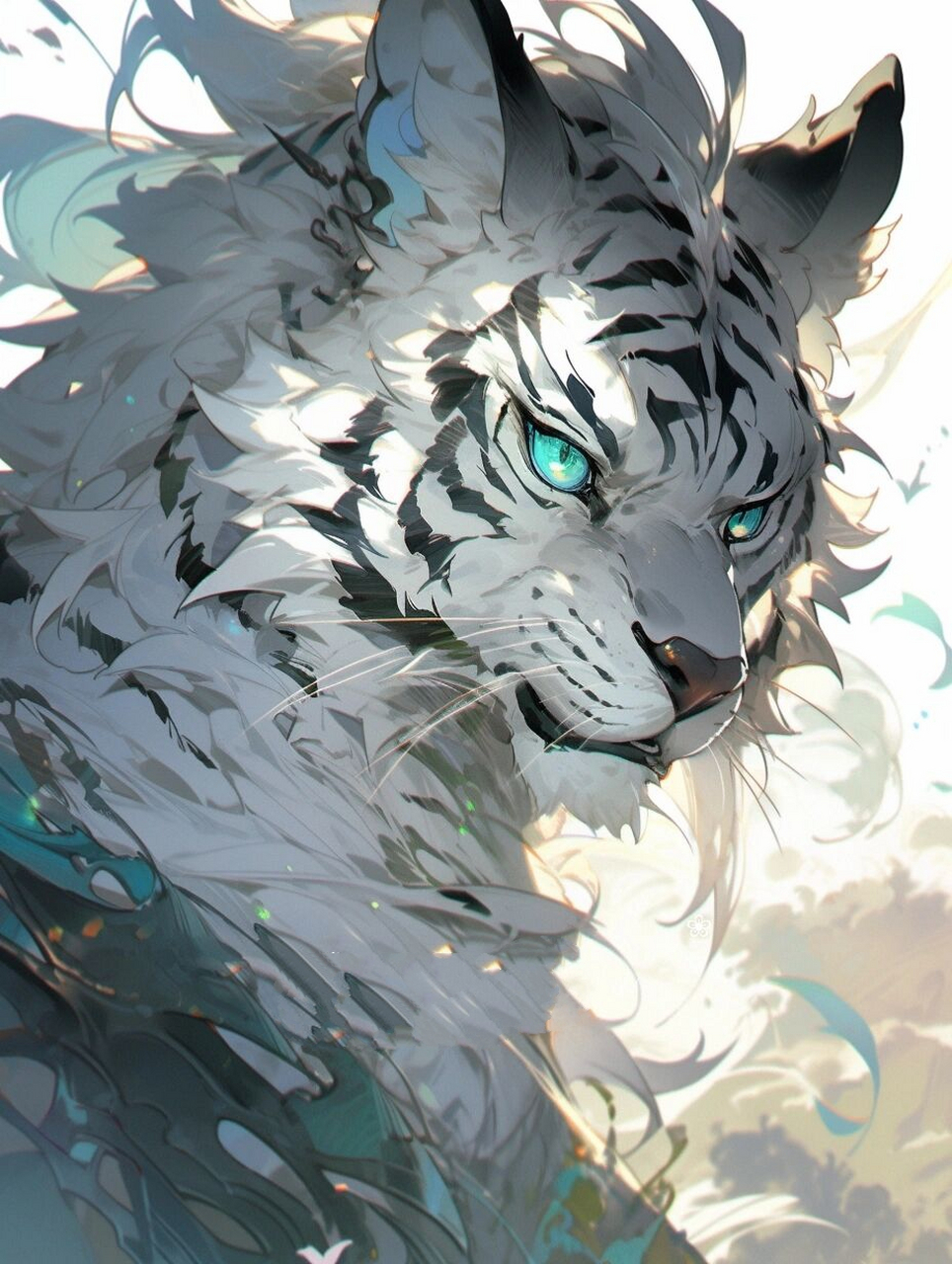 神风白曜|自然之力守护者白虎高清兽设头像 传说中掌控森林自然之力的