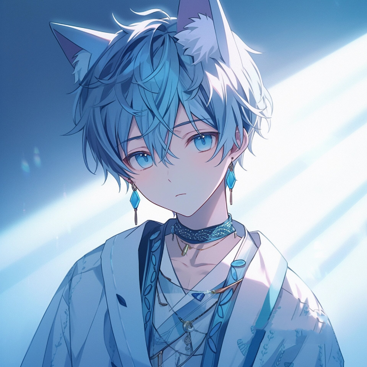 猫耳少年|蓝发|头像