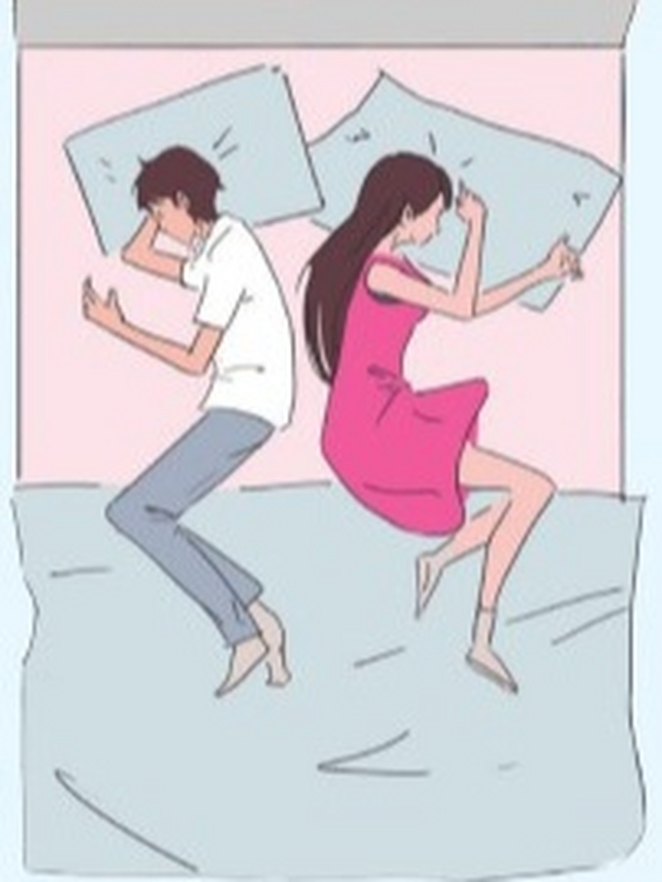 (一) 01 自由式 背靠背相互无接触 约27%的夫妇睡觉时会用这种姿势,在