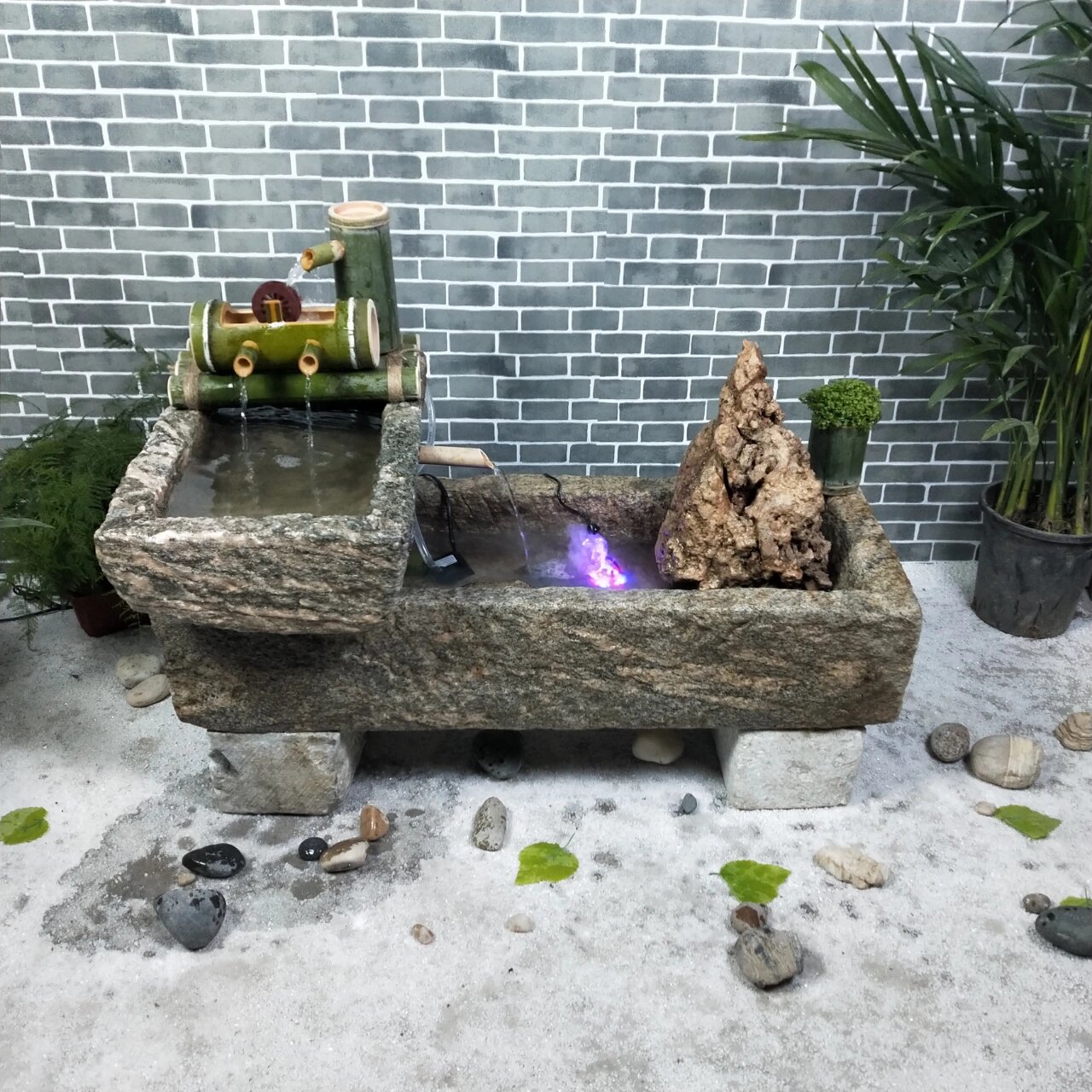 老石槽户外流水摆件庭院景观石磨水景旧石头鱼缸水槽阳台花盆造景