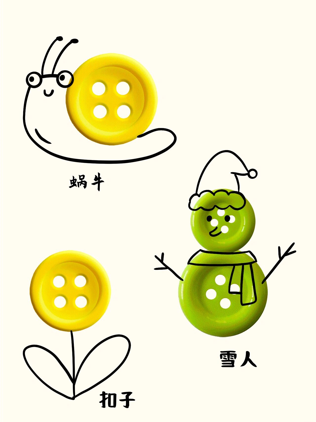 扣子的联想 简笔画