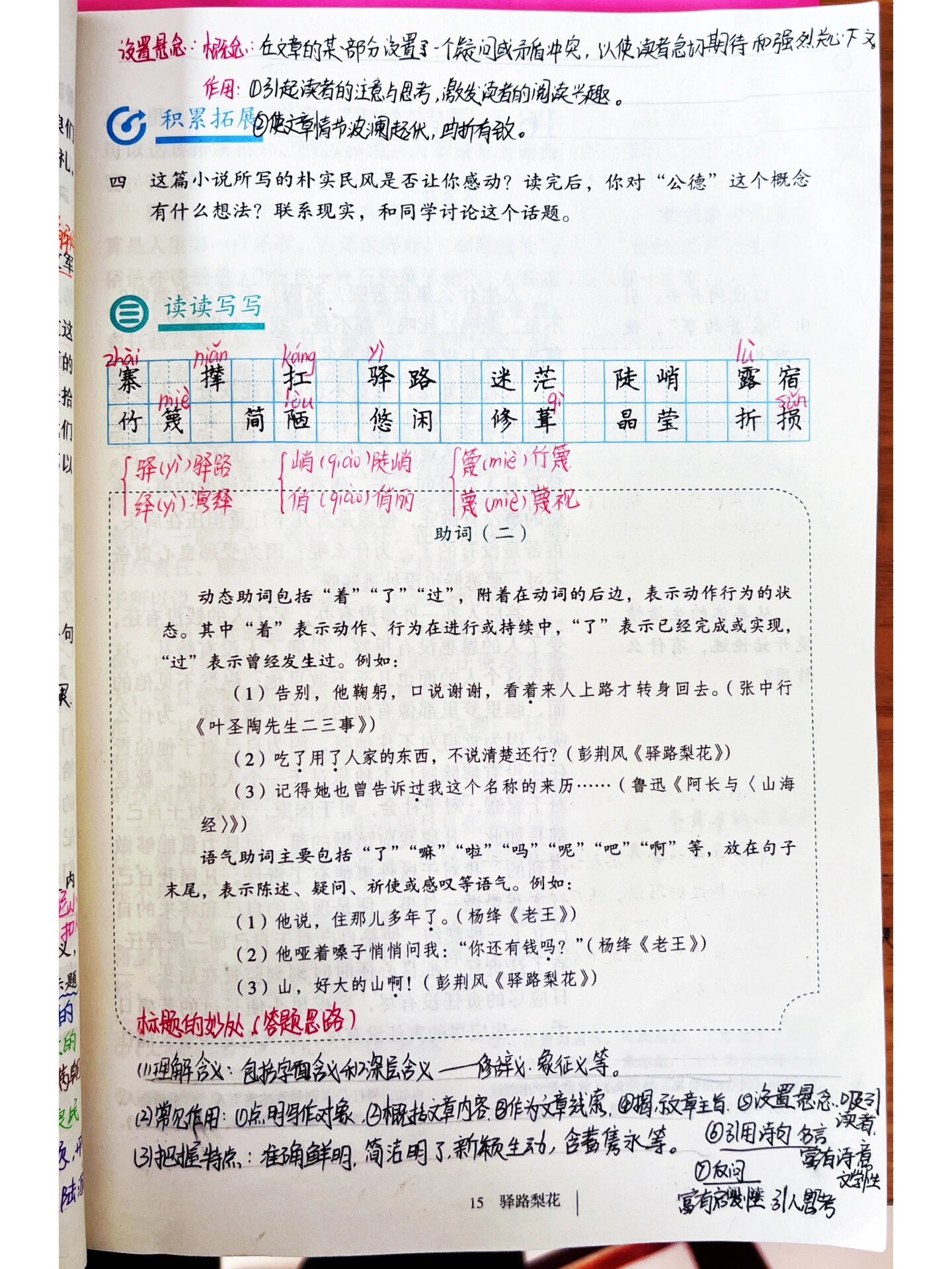 七年级下册备课笔记 | 15课驿路梨花 11566主旨归纳 小说通过讲述