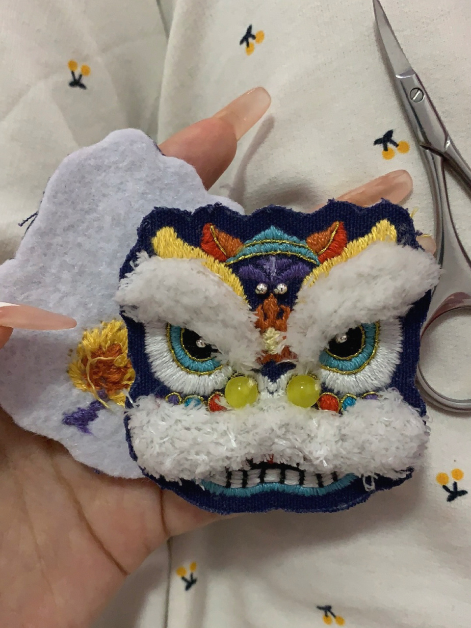 醒狮香囊平安符刺绣diy 2020年过年疫情的时候绣给男朋友的 店家会