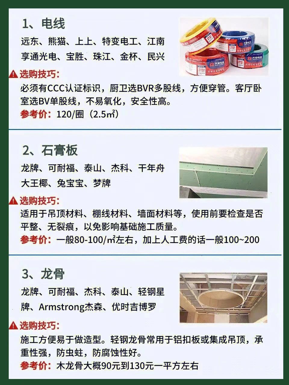 15种装修辅材十大品牌●半包全包选材料必备 开关插座,电线,水管,腻子