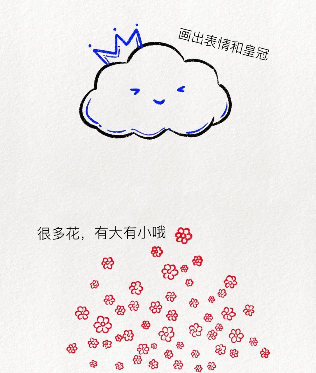 简笔画教程:为什么会下雨?因为小花要洗澡澡