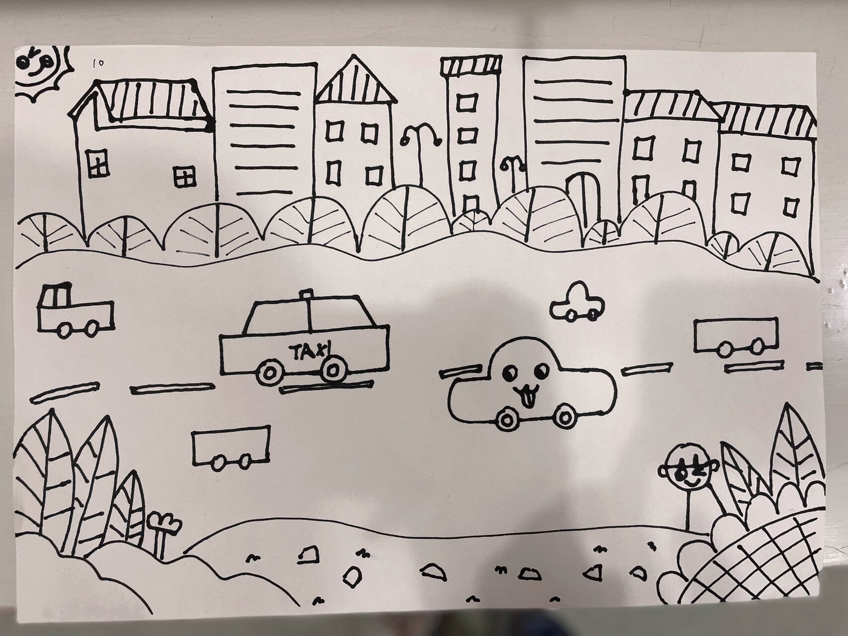 简笔画《我的家乡》 幼儿园教师技能大赛简笔画