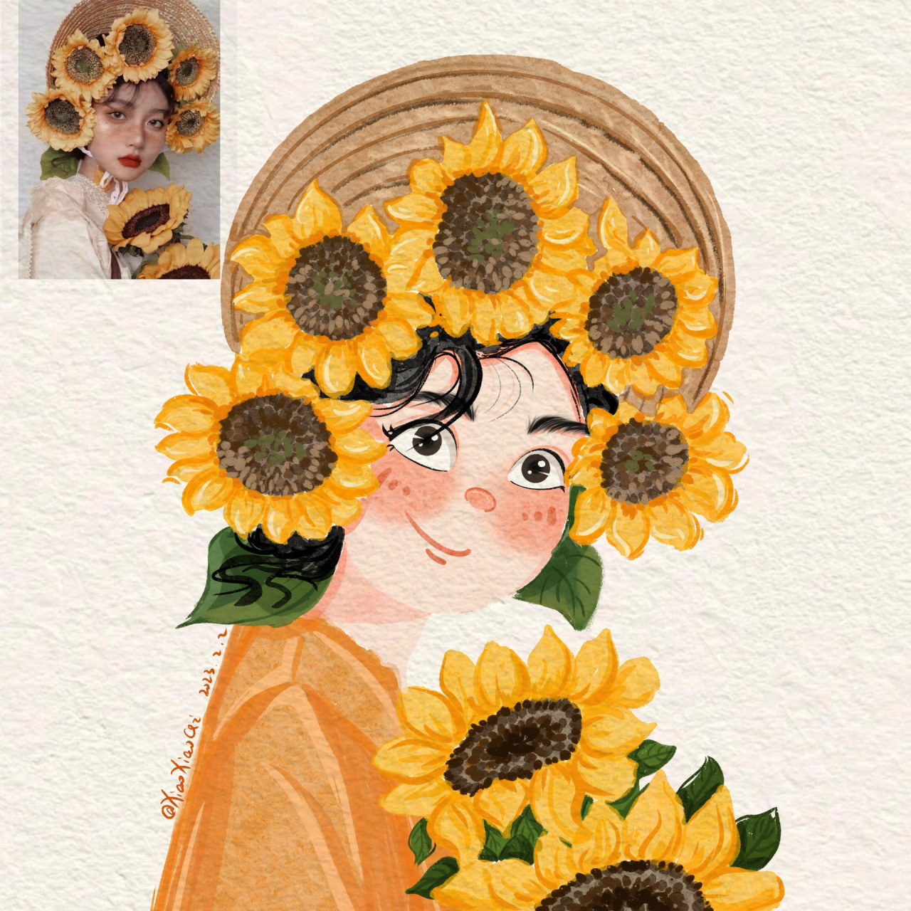 向日葵捧花头像| 照片转插画no.68 粉丝破一千啦