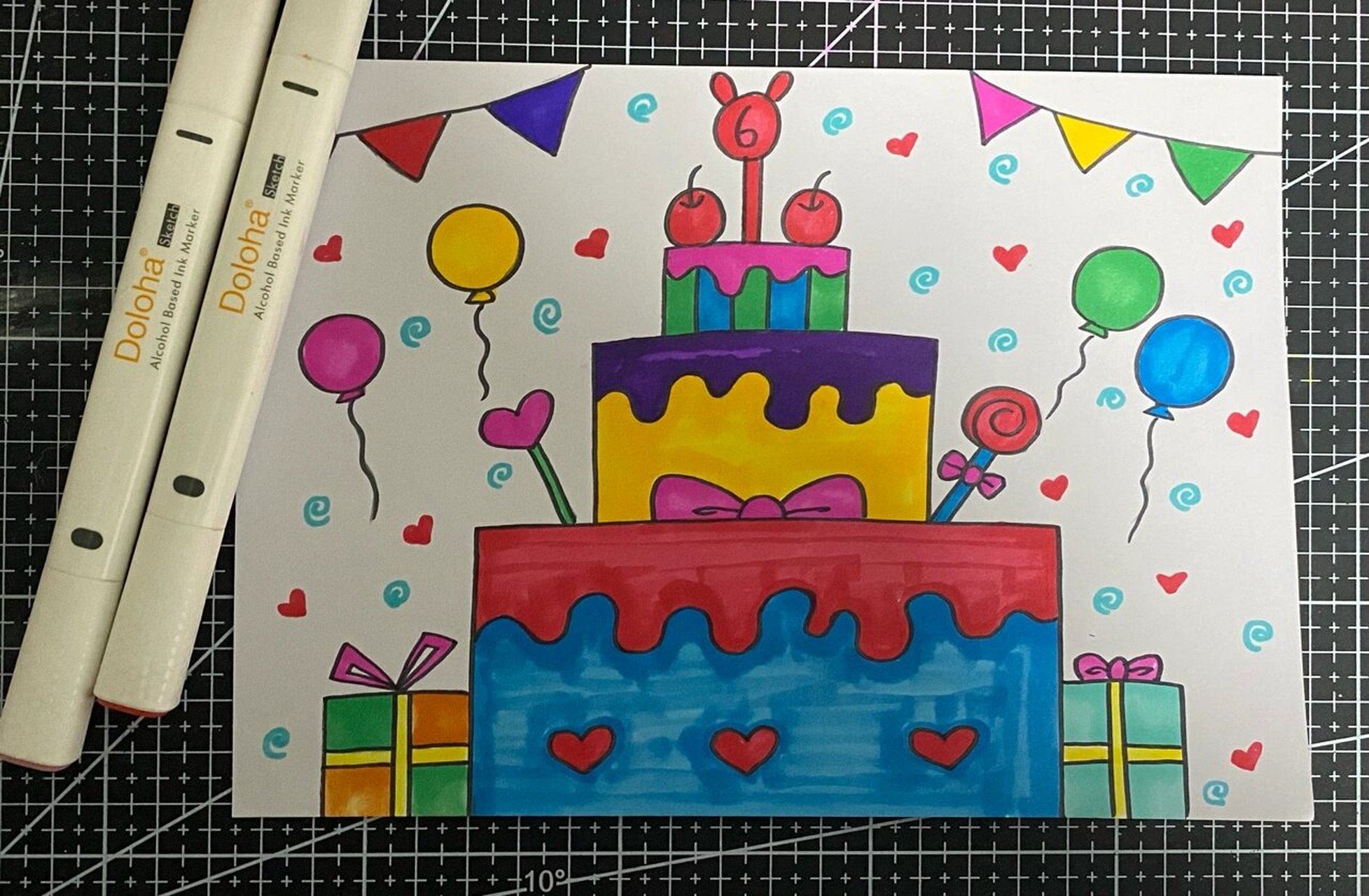 简单的蛋糕儿童画 生日蛋糕卡通画