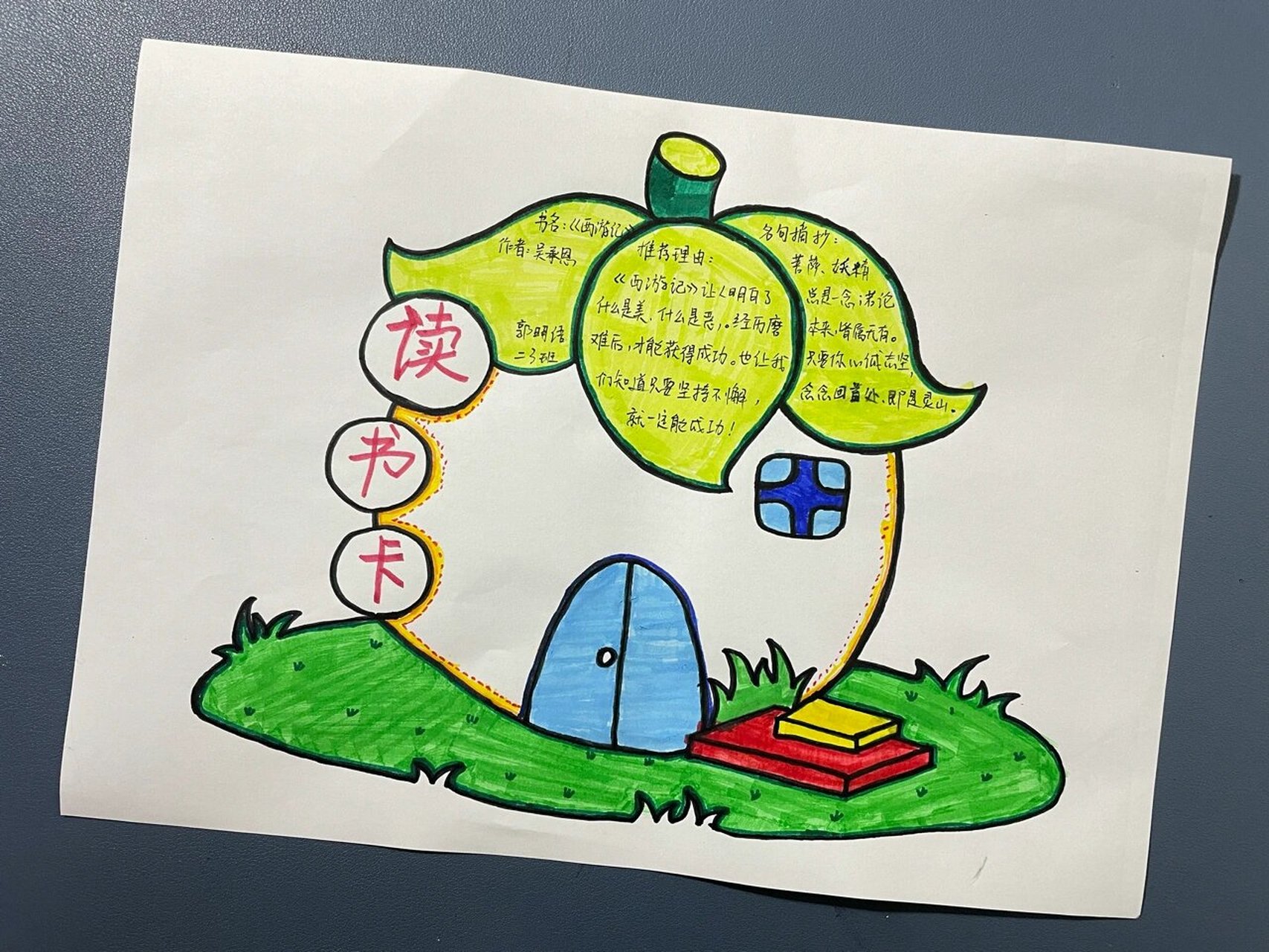 读书卡·二年级a4纸 小朋友学校要画读书卡,临摹参考下这位姐妹的.