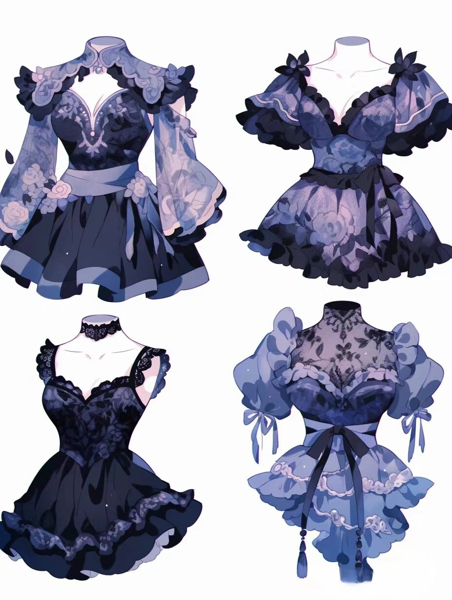 礼服素材‖晚礼服连衣裙手账素材分享               图源