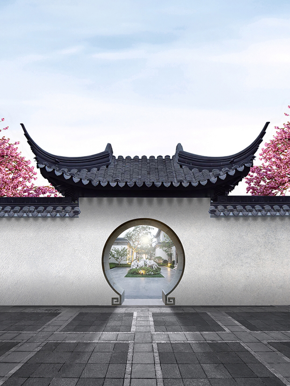 白墙青瓦,飞檐翘角,亭台阁楼,古色古香的江南庭院里,一张桌子,一把