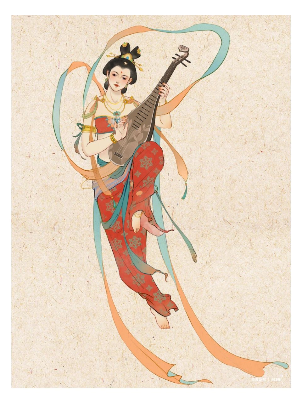 [敦煌飞天插画]飞天神女图 绘画软件是procreate,绘制过程中有参考