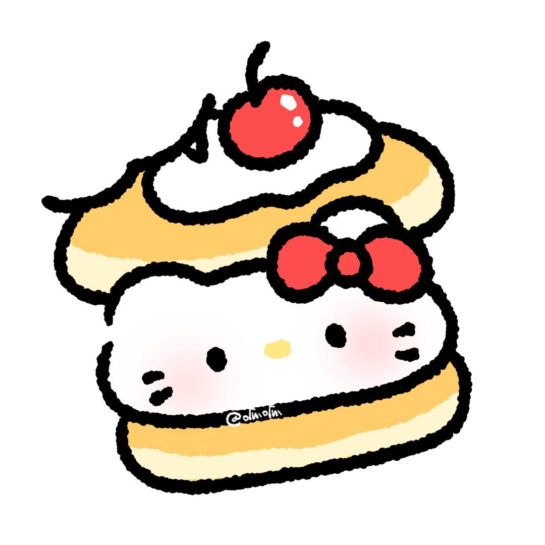 kitty食物挡脸贴纸