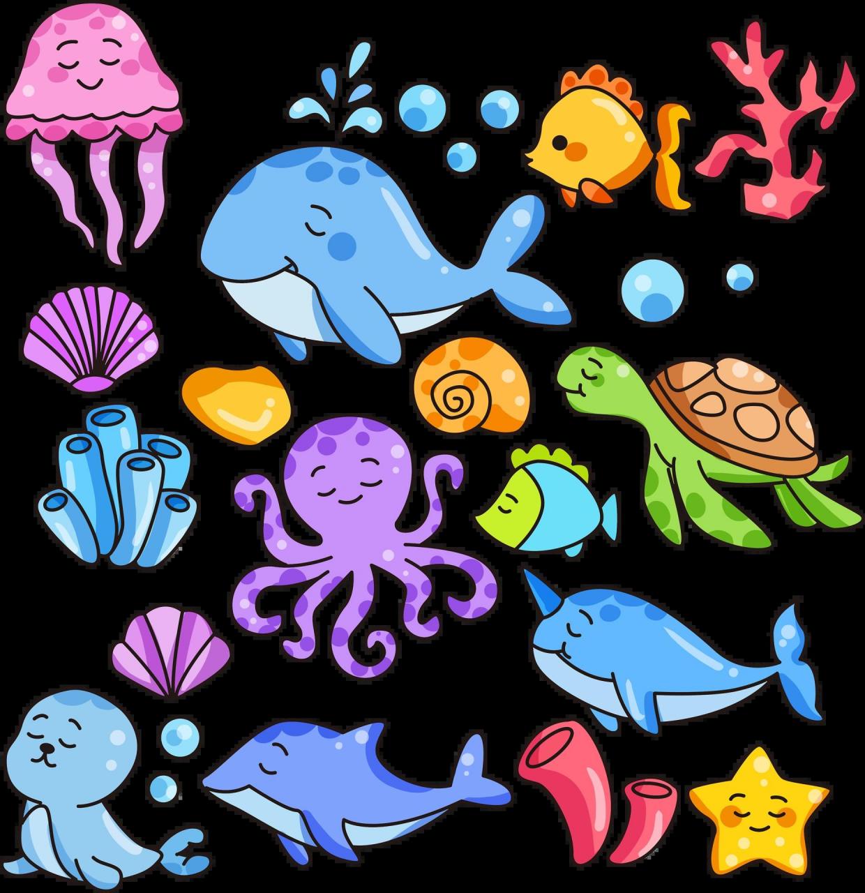 今日素材🈶️ 	 海底世界 好多鱼🐟合集 	 🐡卡通海洋动物