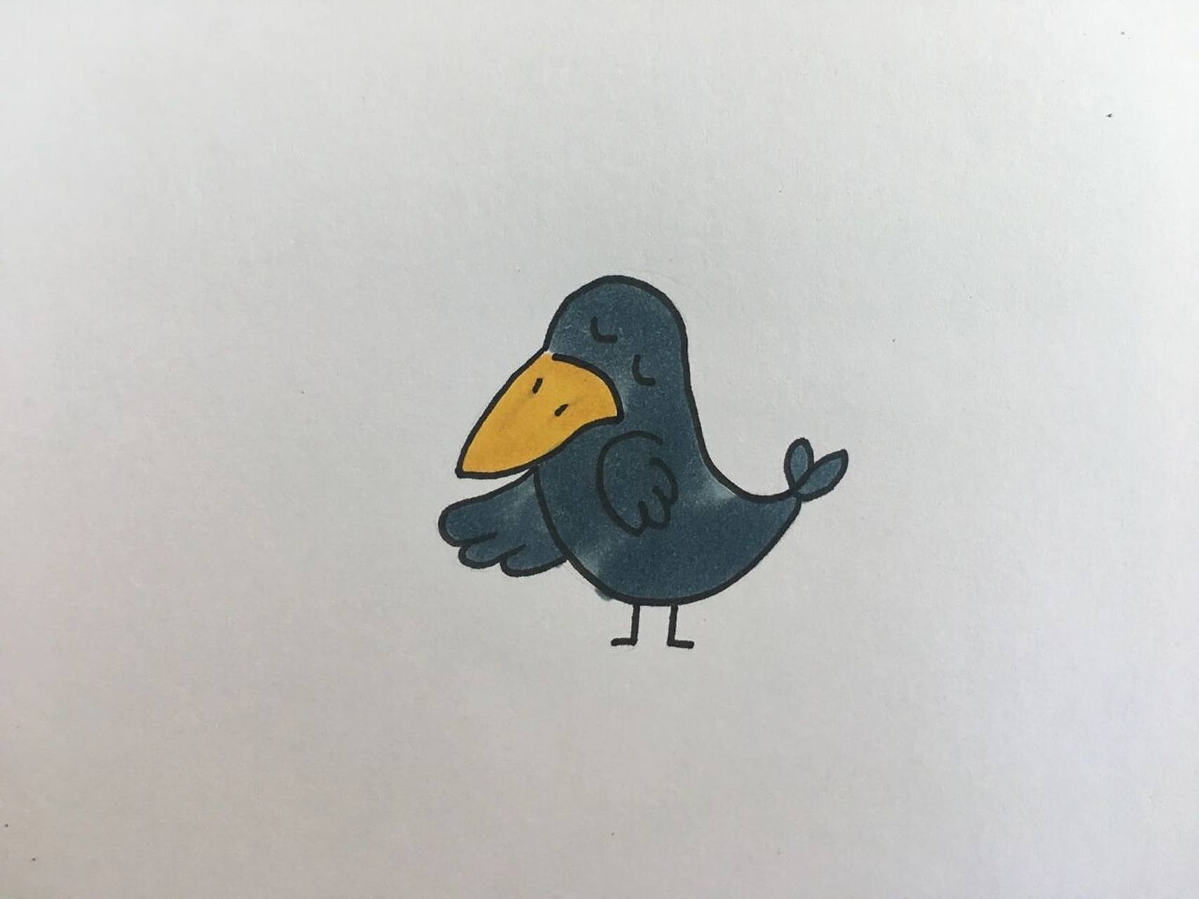马克笔|乌鸦简笔画 简单可爱的小黑