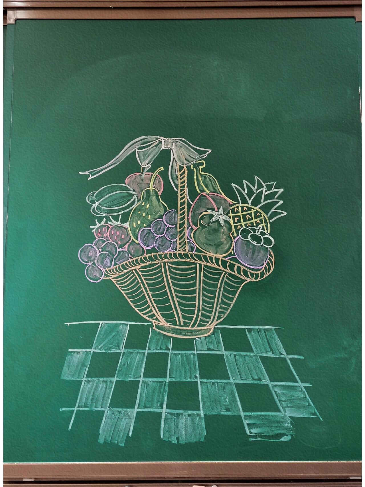 粉笔画——水果篮