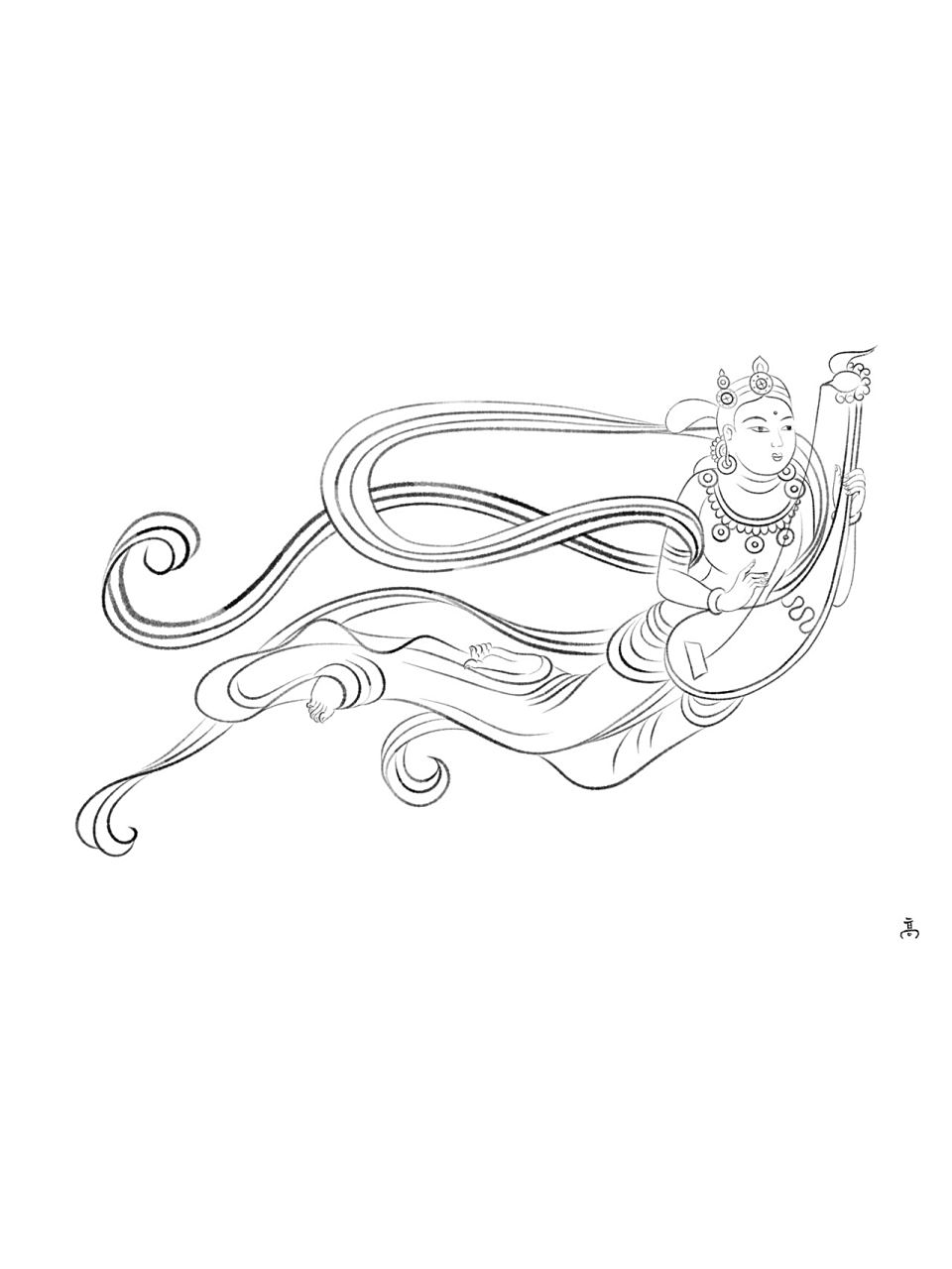 飞天人物形象简笔画(飞天人物形象简笔画图片)