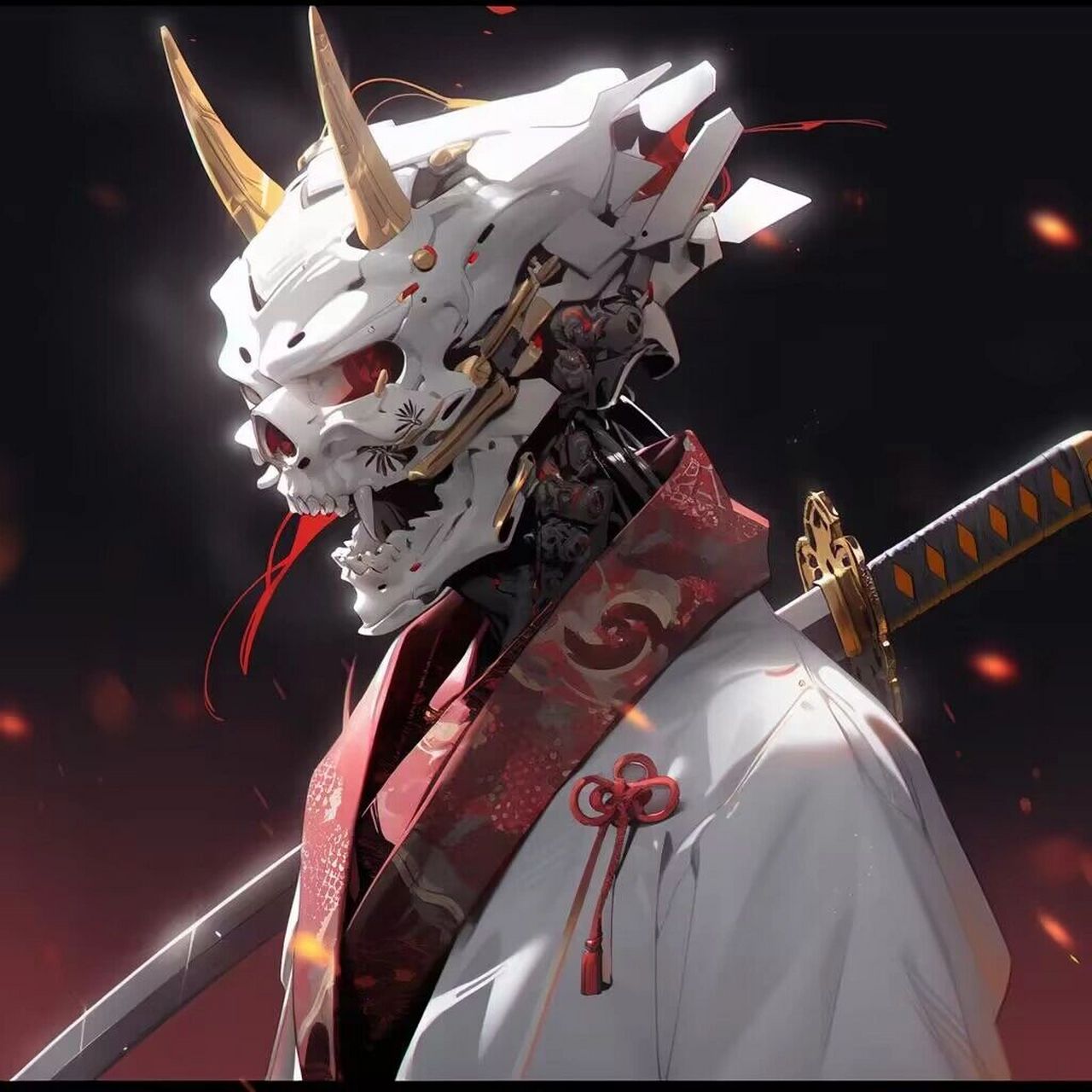 鬼武者2     bones ,ghost mask, white suit, teenager with samurai