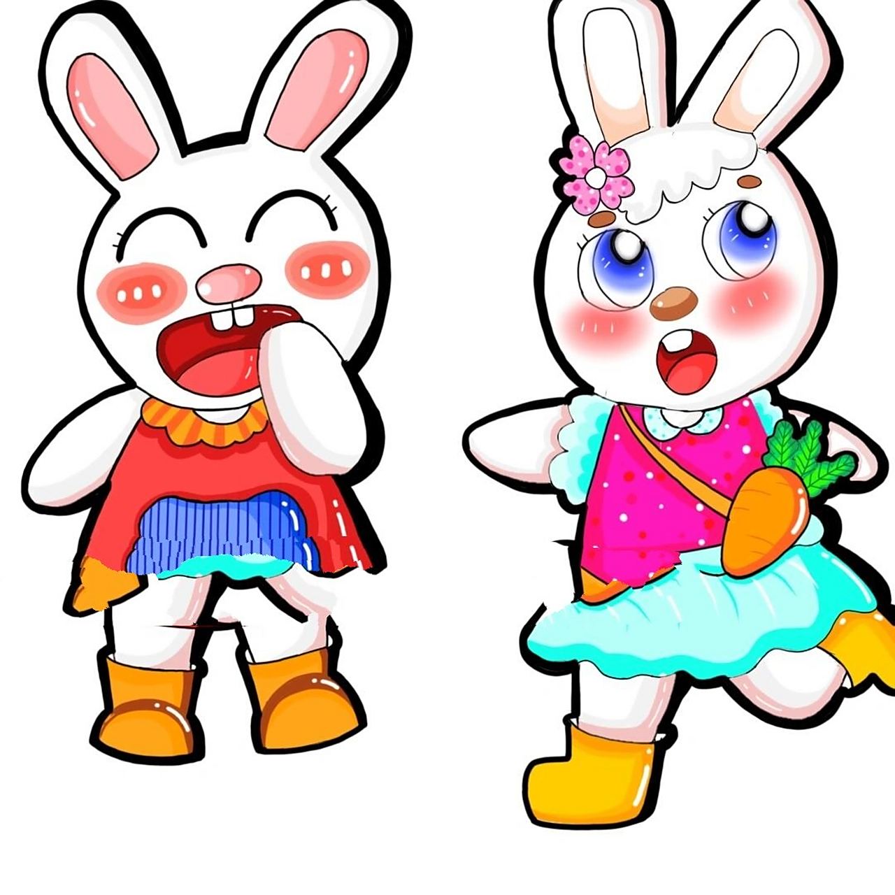 小兔子简笔画 小兔子拟人画 素材是在 的作品里找的哦